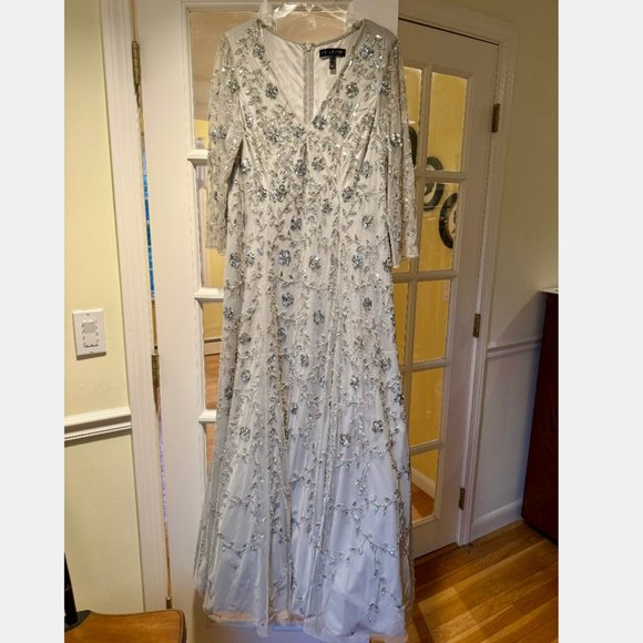 Aidan Mattox Beaded Tulle Gown Size 16 - Picture 2 of 7